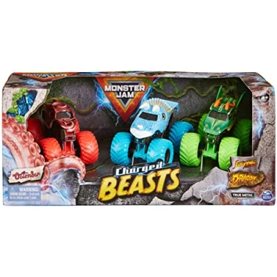Abbildung von Monster Jam, 3er Pack „Charged Beasts“ (mit den Trucks Dragon, Octon8er und Ice Dragon), Coole im Maßstab 1:64 (Spritzguss)