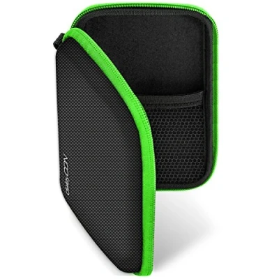 Abbildung von deleyCON Navi Tasche Case für Navigationsgeräte 4,3 Zoll &amp; 5 (14,6x9,3x3,4cm) Robust Stoßsicher 2 Innenfächer Grün