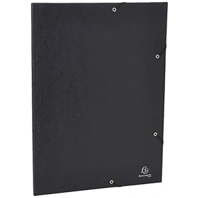 Abbildung von Exacompta 59502E Einschlagmappen DIN A3. Aus Colorspan Karton mit 3 Klappen und 2 Gummizügen, 24 x 32 cm, A4, schwarz Sammelmappe Dokumentenmappe für Büro Schule