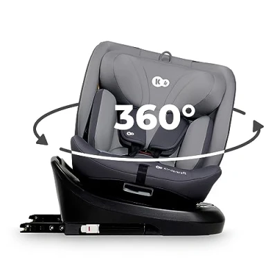 Abbildung von Kinderkraft I GROW Kindersitz 0 36 kg, SIZE 40 150 cm, 360 grad drehbar, Kinderautositz mit Isofix station, FWF und RWF, Verstellbare Kopfstütze/Rückenlehne Liegeposition, Grau