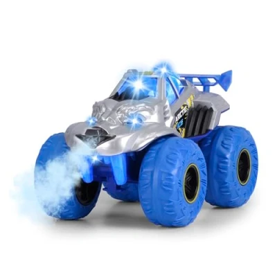 Abbildung von Dickie Toys Arctic Ice Monster Auto (25 cm) großer Monstertruck ab 3 Jahre mit Dampf Funktion &amp; Gummireifen, Spielzeugauto für Kinder Freilauf, Licht Sound, inkl. Batterien