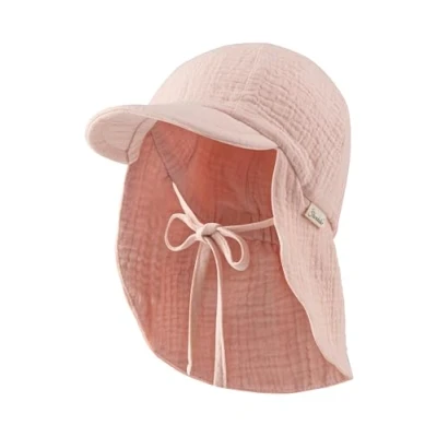 Abbildung von Sterntaler Schirmmütze Nacken Musselin Mädchen Mütze aus Baumwoll (Bio) UV Schutz 50+ Sonnenhut mit Nackenschutz Baby und Kinder Sommer Kopfbedeckung zum Binden staubrosa, Größe 45