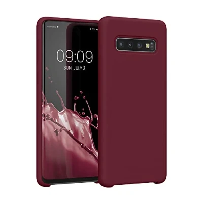 Abbildung von kwmobile Hülle kompatibel mit Samsung Galaxy S10 Silikon Handy Case Handyhülle weiche Oberfläche kabelloses Laden Rhabarber Rot