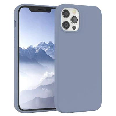 Abbildung von EAZY CASE Premium Silikon Handyhülle kompatibel mit iPhone 12/12 Pro, Slimcover Kameraschutz und Innenfutter, Silikonhülle, Schutzhülle, Bumper, Handy Case, Hülle, Softcase, Eisblau, Blau