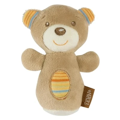Abbildung von Fehn Mini Rassel Teddy Greifling zum Rasseln, Fühlen, Spielen kuschelweiches Stoff Tier ein treuer Begleiter für Babys und Kleinkinder ab 0+ Monaten