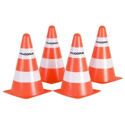 Abbildung von Hudora Pylone Set à 4 Stück (orange weiss, 22cm x 13cm 13cm, Stk.)