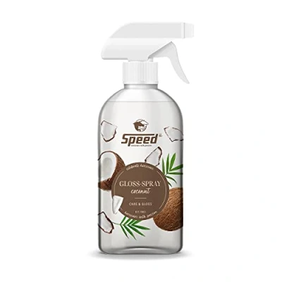Abbildung von Speed Gloss Spray Coconut, Schweif und Mähnenspray für Pferde, mit exotischem Kokosduft, ultraleichte Kämmbarkeit, Perlglanzeffekt, minimiert Haarbruch (0,5 l)