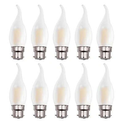 Abbildung von BELINGGO B22 dimmbare Bajonett LED Leuchtmittel, B22d Kerzen Filament, Kronleuchter, C35, weich, warmweiß, 2700 K, Milchglas, Flammenform, gebogene Spitze, energiesparend, 10 Stück