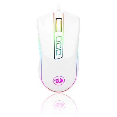 Abbildung von Redragon M711 Cobra Gaming Maus mit 16,8 Millionen RGB Farben Hintergrundbeleuchtung, 10.000 DPI einstellbar, komfortabler Griff, 7 programmierbare Tasten, weiß
