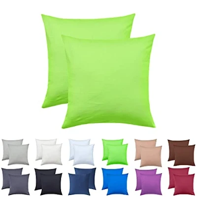 Abbildung von NatureMark 2er Pack Jersey Kissenbezug Kissenhülle Kissenbezüge Seitenschläferkissen Nackenkissen viele Größen und Farben ÖKO TEX (40 x 40 cm, Apfel grün)