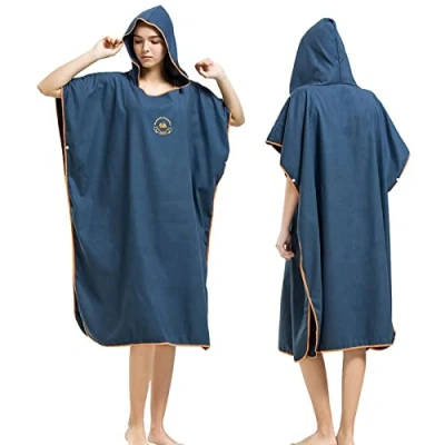 Abbildung von Hiturbo Mikrofaser Handtuch Poncho, Umziehhilfe Strand, Surf Poncho Herren und Damen Changing Robe, Einheitsgröße Warmer Mantel mit Kapuze, Umkleidehilfe Surfen, Schwimmen
