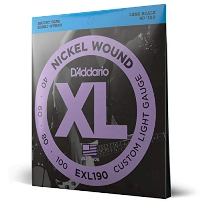 Abbildung von D&#039;Addario E Bass Gitarrensaiten Saiten Bassgitarre Strings Guitar EXL190 Custom Light, 40 100 Long Scale