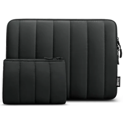 Abbildung von TECOOL 13.3 Zoll Laptop Tasche Hülle für MacBook Air 13 13.6 M4 M3 M2 2025 2024 2010,MacBook Pro 13/14 M1 2022 2012,Puffy 13.3&quot; Acer Dell Lenovo HP Spritzfeste Tasche,Schwarz