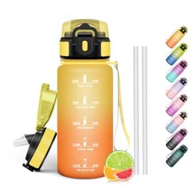 Abbildung von HoneyHolly Trinkflasche Kinder 500ML, BPA Frei, Kohlensäure Geeignet, Wasserflasche Auslaufsicher, Sportflasche mit Strohhalm, Sport für Kinder, Schule, Büro