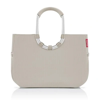 Abbildung von reisenthel loopshopper L herringbone sand Stabile Tasche mit praktischen Fächern aus recycelten PET Flaschen Charmantes und wasserabweisendes Design