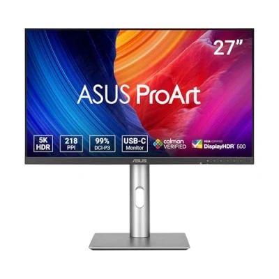 Abbildung von ASUS ProArt PA27JCV 27 Zoll 5K Professioneller Monitor 16:9, 5120 x 2880, 10 bit, LuxPixel AGLR, Auto KVM, ergonomisch, Calman, DisplayHDR 500 DisplayPort, HDMI, 96W USB C, Hub, Speaker