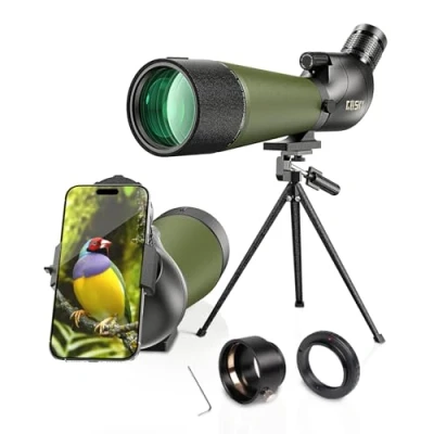 Abbildung von Gosky Aktualisiertes neuestes Spektiv BAK4 Abgewinkeltes für das Schießen von Zielen Jagd Vogelbeobachtung Wildlife Scenery mit Smartphone Adapter und Kamera Nikon