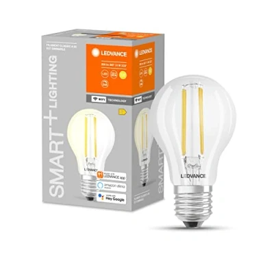 Abbildung von LEDVANCE Smarte LED Lampe mit WiFi Technologie, Sockel E27, Dimmbar, Warmweiß (2700 K), ersetzt Glühlampen 60 W, SMART+ Classic Dimmable, 1 Stück (1er Pack), Birne