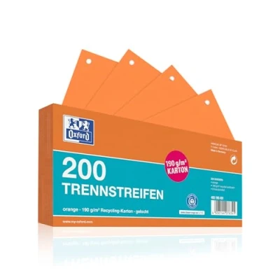 Abbildung von Oxford Trennstreifen, aus Karton, gelocht, 190 g/m², orange, 200 Stück