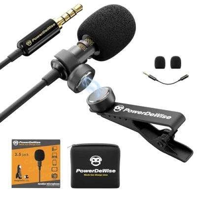 Abbildung von Professionelles Lavalier Mikrofon Omnidirektionales Ansteckmikrofon mit Klammersystem Perfekt für die Aufnahme von Youtube / Interview Videokonferenz Podcast Sprachdiktat iPhone/ASMR