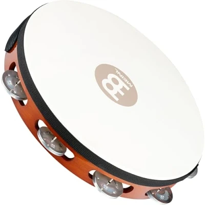 Abbildung von Meinl Percussion Traditional Headed Tambourine Mit Ziegenfell Durchmesser 10 Zoll Siam Eiche / Aluminium, Antique Brown Natur (TAH1A AB)