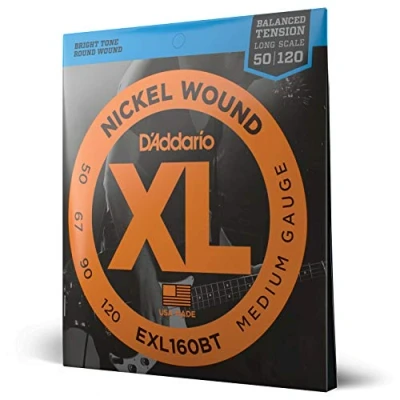 Abbildung von D&#039;Addario E Bass Gitarrensaiten Saiten Bassgitarre DER BELIEBTESTEN SAITENMARKE WELTWEIT EXL160BT vernickelter Stahl Medium (50 120) Balanced Tension