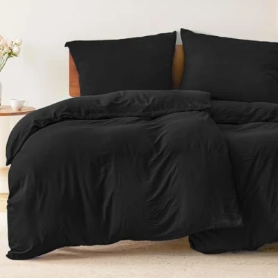 Abbildung von Dreamzie Bettwäsche 135x200 cm 4teilig mit Kissenbezügen 80x80 Schwarz Bettbezug Einzelbett aus 100% Mikrofaser Zertifiziert ohne Chemikalien (Oeko TEX)