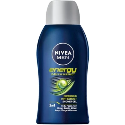 Abbildung von NIVEA MEN Energy Duschgel Mini, pH hautneutrale Pflegedusche mit belebendem Duft und 24h Frische Effekt, Cremedusche natürlicher Minze für Männer (50 ml)