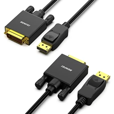 Abbildung von BENFEI DisplayPort auf DVI Kabel 1,8M 1080P@60HZ 2 Stück, Unidirektional DP Computer zu D 24+1 Monitor Stecker vergoldet für Lenovo Dell HP und andere Marken