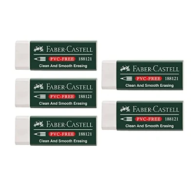Abbildung von FABER CASTELL 205002 Radierer 188121, PVC Free, Kunststoff, weiß, 5 Stück