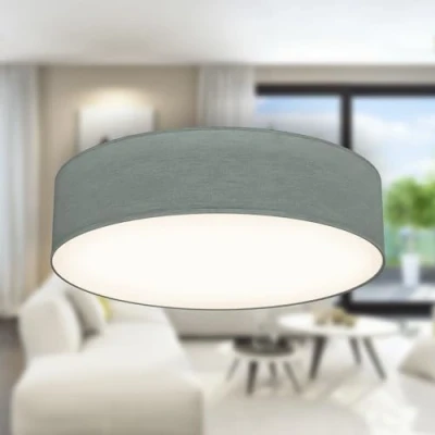 Abbildung von B.K.Licht Deckenlampe mit Lampenschirm aus Stoff, E27 Fassung, max. 40 Watt, Deckenleuchte, Lampe, Wohnzimmerlampe, Schlafzimmerlampe, Küchenlampe, Deckenbeleuchtung, 38x10 cm, Grau