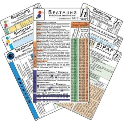 Abbildung von Beatmungs Karten Set professional 2016 (7er Set) Medizinische Taschen Karte: Bestehend aus: Beatmung Beatmungsformen, Indikationen, ... Säure Basen &amp; Elektrolyte intensiv Azidose