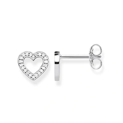 Abbildung von Thomas SABO HERZ Ohrringe silvercoloured/white, Damen, Größe: One Size, Silver coloured/white