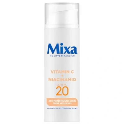 Abbildung von Mixa Anti Pigmentflecken Creme, für ungleichmäßige, fahle und sensible Haut mit Vitamin C Niacinamid, Geeignet Gesicht &amp; Hals, LSF 20, Hypoallergen, 50 ml