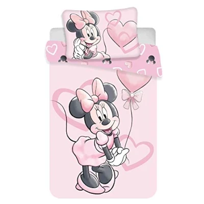 Abbildung von 2 teilige Bettwäsche Minnie Maus, 100% Baumwolle, Bettbezug 100 x 135 cm + Kissenbezug 40 60