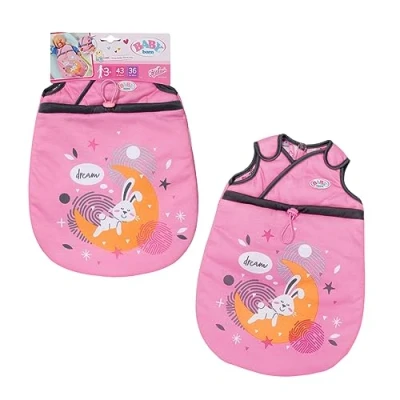 Abbildung von BABY born 832479 Schlafsack Puppenschlafsack rosa grau mit Klettverschluss an den Trägern, für 36cm und 43 cm große Puppen geeignet