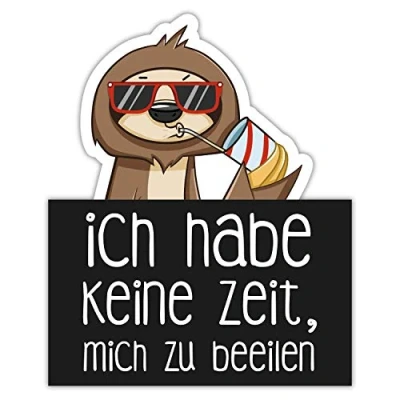 Abbildung von Faultier Auto Aufkleber Ich Habe Keine Zeit Mich zu beeilen I 15 x 14 cm für PKW Wohnwagen Anhänger Sticker lustig witzig wetterfest dv733