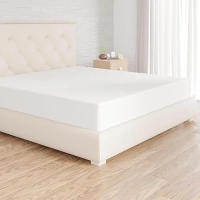 Abbildung von Amazon Basics Spannbettlaken, 200 x 30 cm, Mikrofaser, Spannbetttuch Matratzenhöhe bis Weiß