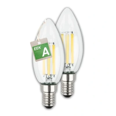 Abbildung von LED Leuchtmittel Kerze E14 2,5W klar 3000K 525 lm EEK A 2er