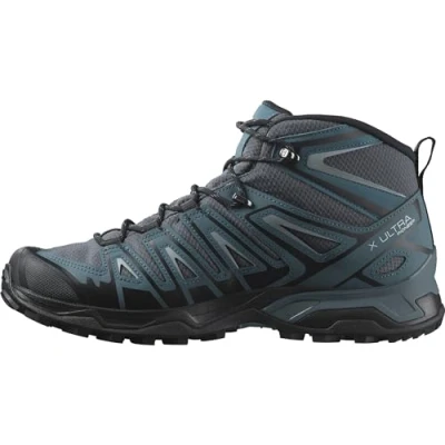 Abbildung von Salomon X Ultra Pioneer Mid Gore Tex Waterproof Men&#039;s Outdoor Shoes, All weather, Secure foothold, and Stable &amp; cushioned, Ebony, 13.5
