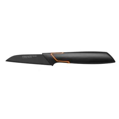 Abbildung von Fiskars Schälmesser, Modernes Design, Gerade Klinge, Gesamtlänge: 20 cm, Qualitätsstahl/Kunststoff, Edge, 1003091, Schwarz