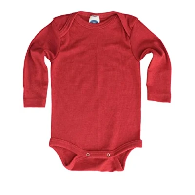 Abbildung von Cosilana, Baby Body Langarm, 70% Wolle, 30% Seide (Rot, 50 56)