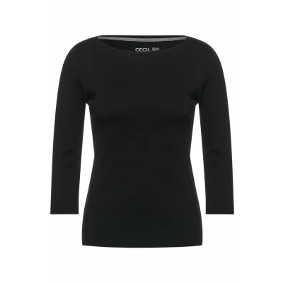 Abbildung von Cecil Basic IN Unifarbe Langarmshirt, Damen, Größe: XL, Schwarz