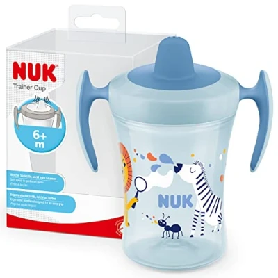 Abbildung von NUK Trainer Cup Trinklernbecher auslaufsicherer Becher mit weichem Trinkschnabel &amp; ergonomischen Griffen 6+ Monate 230 ml BPA frei blaues Zebra, Kunststoff