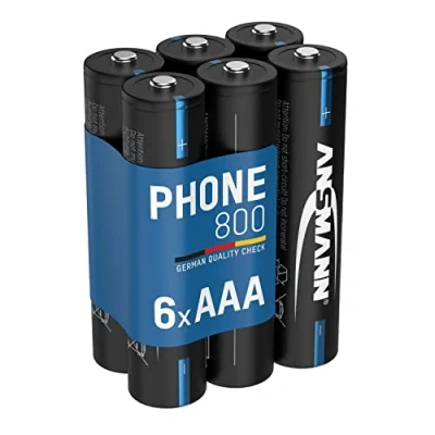 Abbildung von ANSMANN AAA Telefon Akkus Schnellladefähig, Kein Memory Effekt, 1000 Ladezyklen, Geeignet für DECT und Schnurlostelefone, 6er Pack