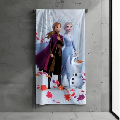 Abbildung von MTOnlinehandel Badetuch, Kinder, 70x140cm, 100% Baumwolle, weiches, saugfähiges Eiskönigin Handtuch, Strandtuch, Anna, ELSA Geschenke für Mädchen