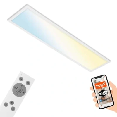 Abbildung von BRILONER LED Deckenlampe flach Smart Home, funktioniert mit Alexa, einstellbar von warmweiß bis kaltweiß, Lampe, Deckenleuchte, Panel, Wohnzimmerlampe, Schlafzimmerlampe, 100x25x6,6 cm, Weiß