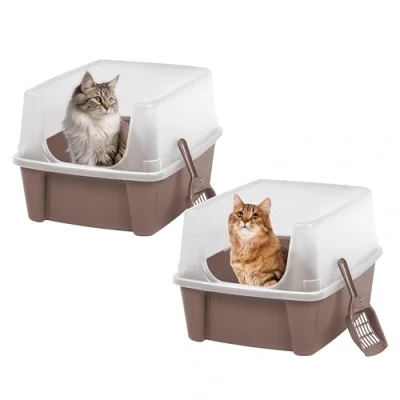 Abbildung von Iris Ohyama Katzenklo offen, bis 7 kg, 2er Satz, Taupe, ohne Deckel, Katzentoilette, hoher Abnehmbarer Rand, Für große Katzen, Kätzchen, Toilet, XXL Toilette, BPA frei, Cat Litter Box, CLH 12