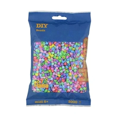 Abbildung von Hama Perlen 201 50 Bügelperlen Beutel mit ca. 3.000 bunten Midi Bastelperlen Durchmesser 5 mm im Pastell Mix, kreativer Bastelspaß für Groß und Klein