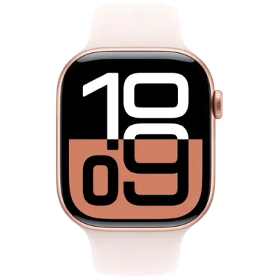 Abbildung von Apple Watch Series 10 4G 46mm Gold (Rosa Gummi Armband M/L)
